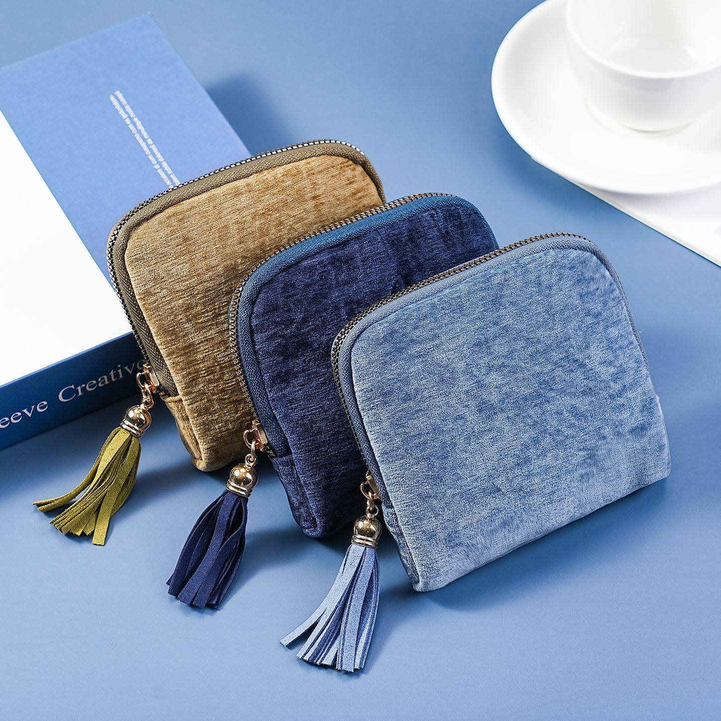 时尚简约流苏化妆包便携迷你口红包大容量卫生巾收纳包随身零钱包,淘宝优惠券,粉丝福利购,淘宝优惠卷