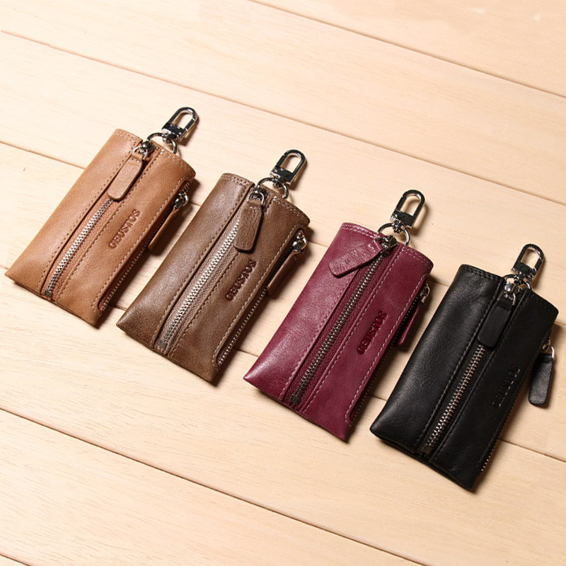 geustos男士头层牛皮拉链车零钱包 geustos钥匙包