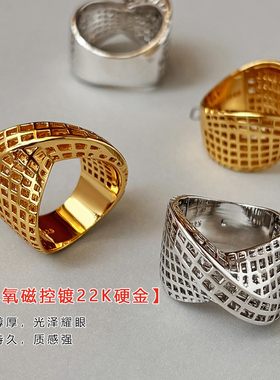 夸张独特鸟巢金色戒指女