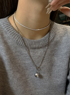 施家黑色珍珠单颗吊坠项链