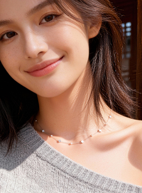 天然白贝母四叶草项链女