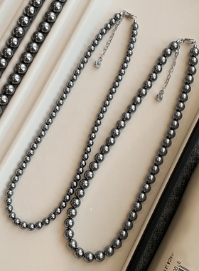 奥地利大溪地黑小米珍珠项链女