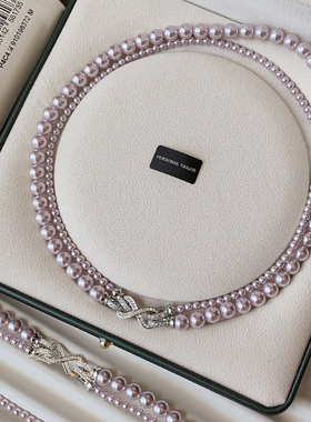 曼塔玫瑰紫色施家珍珠项链