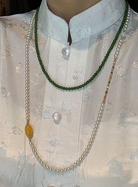 施家珍珠新中式玛瑙项链女