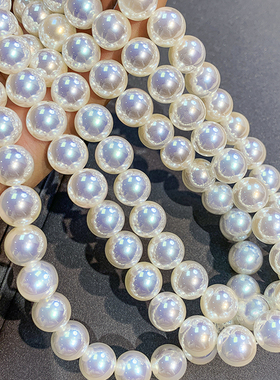 天女akoya极光白珍珠项链女