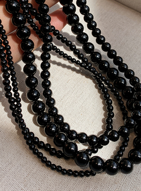 长款黑玛瑙色串珍珠项链