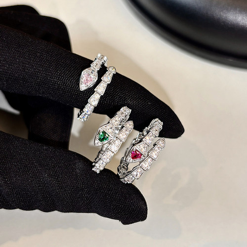 闪钻灵蛇形开口可调节戒指女轻奢小众高级感时尚个性冷淡风食指环 - 图2