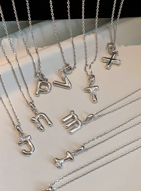 925纯银字母吊坠项链女