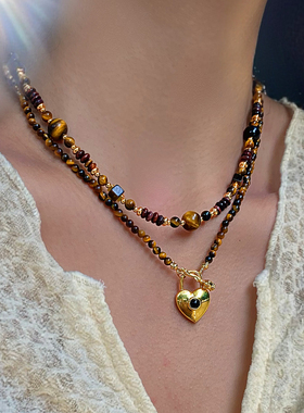 美拉德虎眼石项链女新款