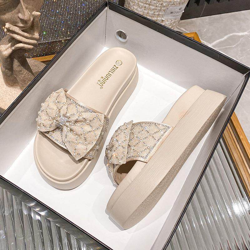 夏季凉拖女外穿2026年新款百搭厚底拖鞋增高松糕底满钻凉鞋一字拖,淘宝优惠券,粉丝福利购,淘宝优惠卷