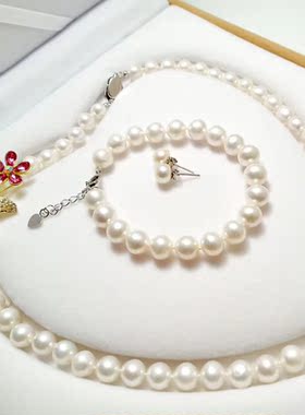 珍珠项链女淡水纯银胸花吊坠款送妈妈婆婆38节日礼物