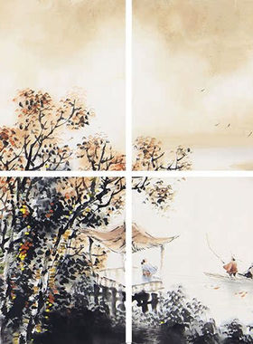 国画山水 云天手绘真迹客厅风水画办公室字画卧室装饰画 画芯包邮