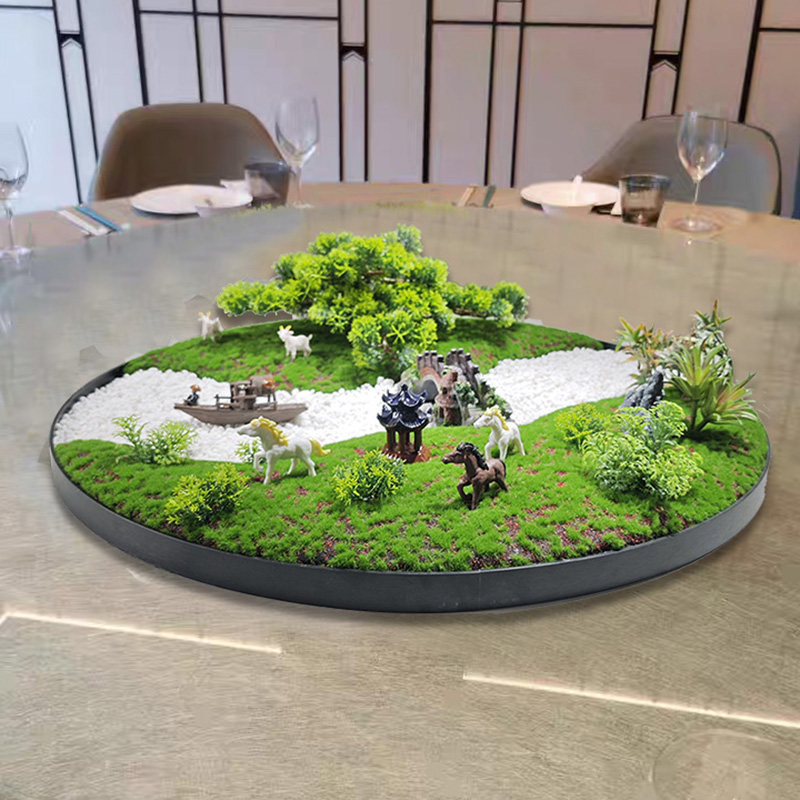 新中式酒店餐桌中间摆件饭店大圆桌电动转盘摆花微缩景观沙盘装饰,淘宝优惠券,粉丝福利购,淘宝优惠卷