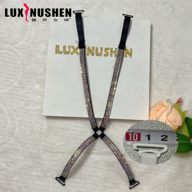 ທີ່ສວຍງາມດ້ານຫລັງ cross bra straps underwear ສາຍ off-shoulder ປັບສາຍ shoulder ອຸປະກອນເສີມ bra ຂອງແມ່ຍິງຮ້ອນສາຍເພັດສົດໃສ summer