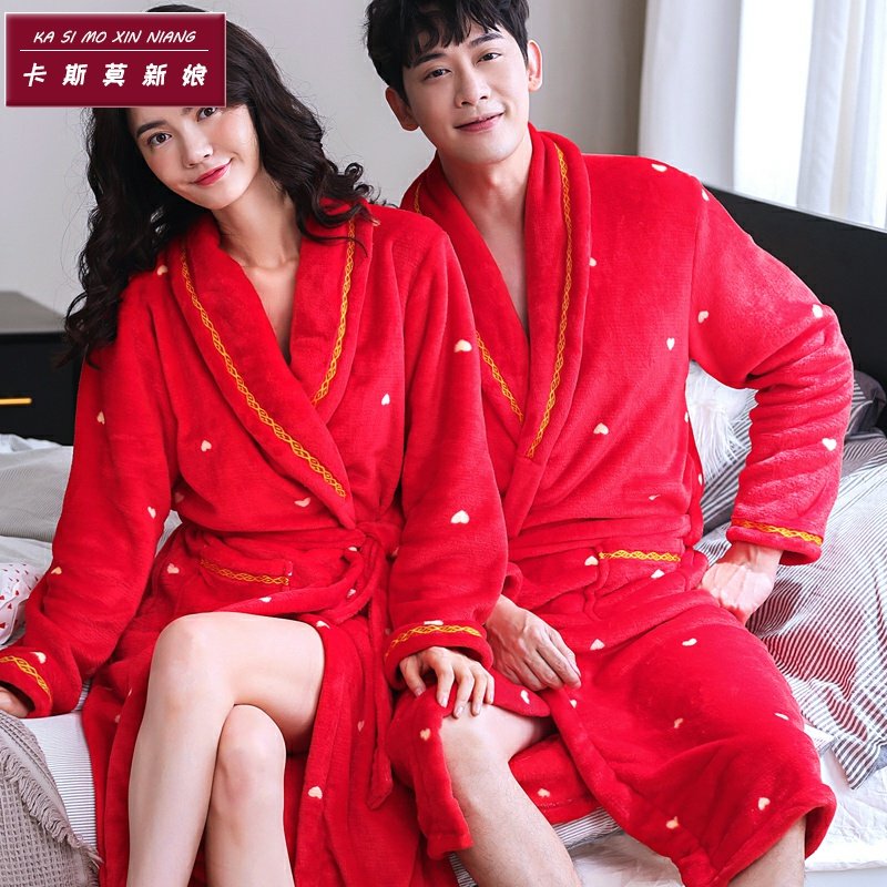 大衣加长款春季一体洗澡情侣男睡衣 卡斯莫新娘睡袍/浴袍