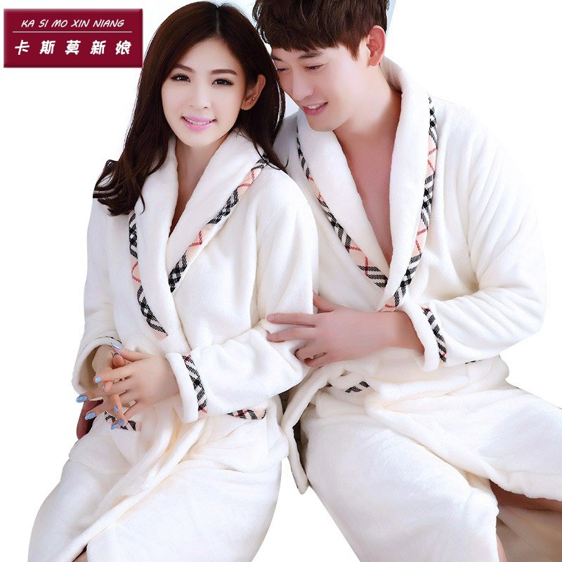 大衣加长款春季一体洗澡情侣男睡衣 卡斯莫新娘睡袍/浴袍