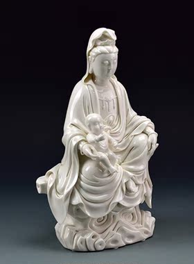 德化陶瓷送子观音像家供观世音菩萨佛像居家神像供奉家用摆件