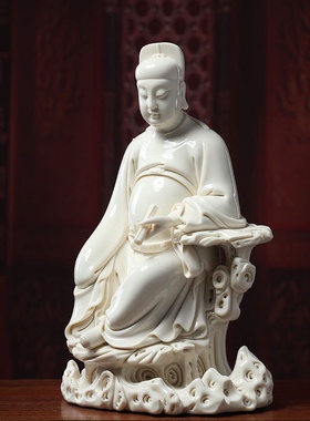 仿何朝宗陶瓷摆件《仿古瓷经书文昌帝君像》文曲星像佛像工艺品