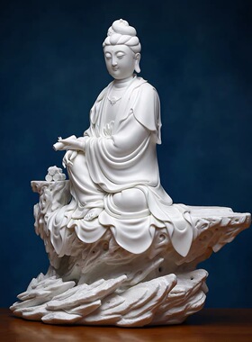 德化白瓷手工瓷雕陶瓷摆件观音菩萨佛像家居客厅装饰品店铺开业