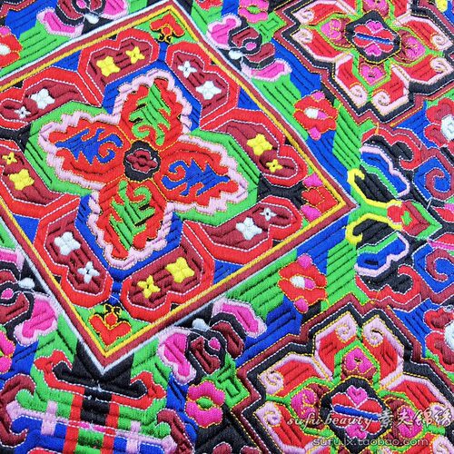民族机绣绣片绣花家居饰品苗绣手工diy辅料精致满绣多用途37*27cm - 图0