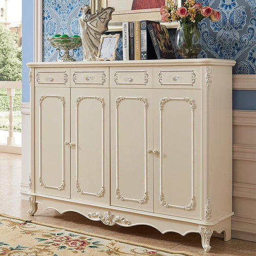 聚法丽莎家具欧式四门鞋柜客厅白色玄关柜多功能储物柜玄关桌g2