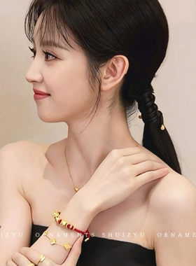田曦薇同款黑色皮革发圈女
