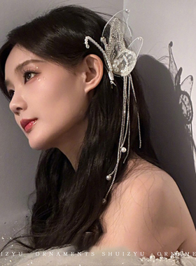 李一桐同款蝴蝶翅膀精灵流苏发夹