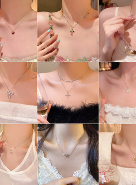 彩色十字架项链女款精致