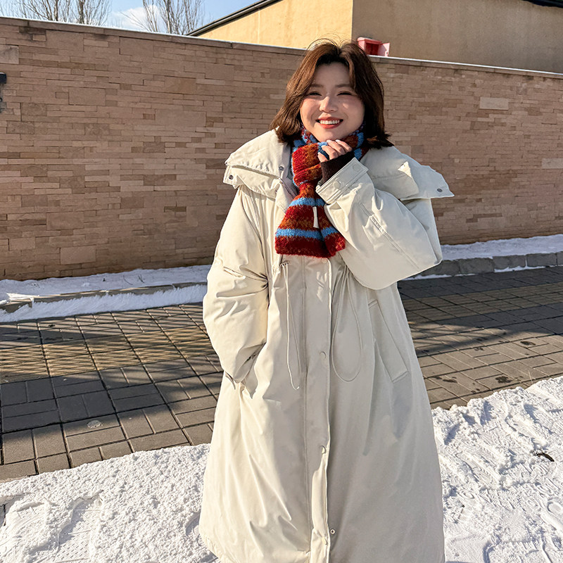 胖mm大翻领长款羽绒服木子理想大码女装韩范儿90白鸭绒温柔羽绒服,淘宝优惠券,粉丝福利购,淘宝优惠卷