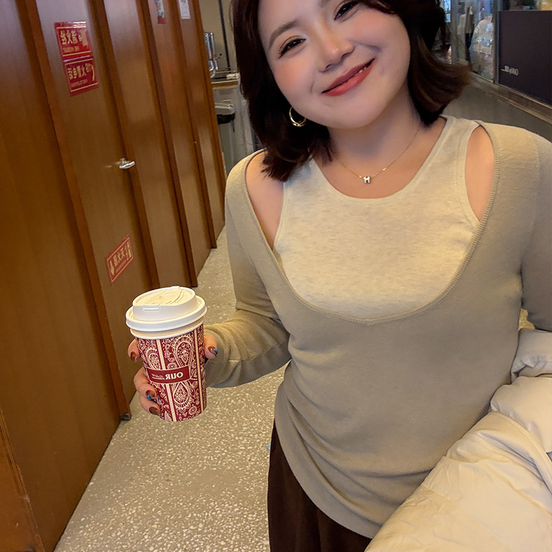 胖mm冬季假两件性感针织衫木子理想大码女装舒适内搭打底衫200斤,淘宝优惠券,粉丝福利购,淘宝优惠卷