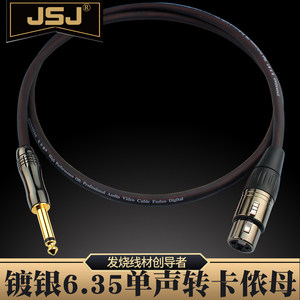 JSJ D804金三角镀银话筒线大二芯6.5转卡侬母 卡农转6.35麦克风线