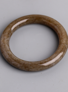 和田玉且末糖玉胖圆条手镯56圈口