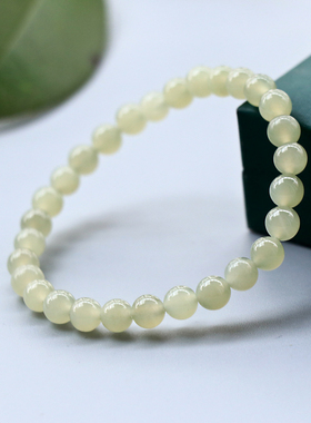 圆珠单圈手串和田玉青白玉女手链