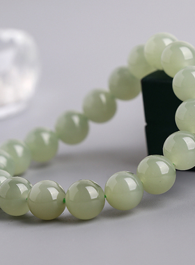 圆珠手串男女青白玉手链和田玉