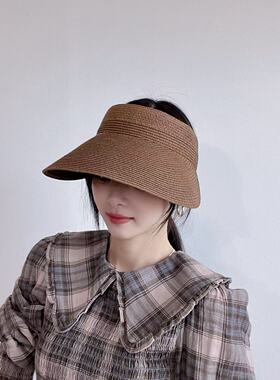 韩国东大门夏季新款草编空顶防晒帽女海边度假遮阳太阳帽百搭大檐