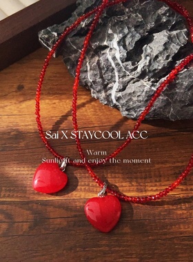 安可拉红色爱心玛瑙玉髓尖晶锁骨链女士项链轻奢高级感脖链