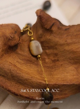 度假风波西米亚随形天然石满天星项链女士北欧风复古多戴法锁骨链