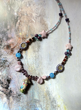 疾走织织 | 魔法猫头鹰 项链 捷克珠项链 串珠项链 动物项链