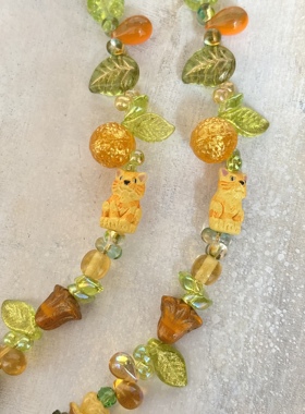 橘猫与橘 原创设计捷克珠手链串珠手链可爱童趣 猫咪手链