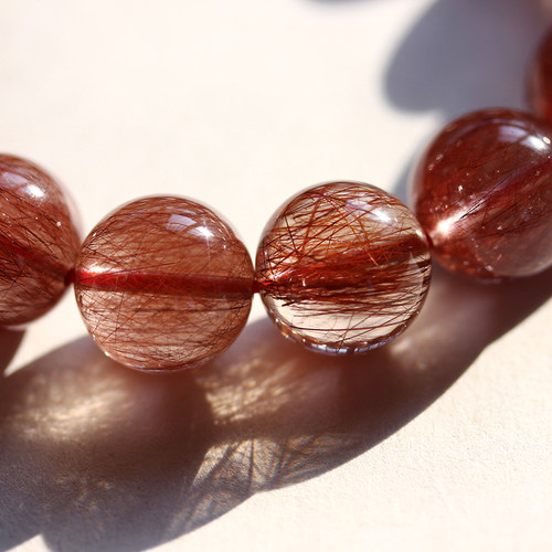 天然顺发红发晶手串红水晶红幽灵男款女款手链手链一物一图礼物 - 图1