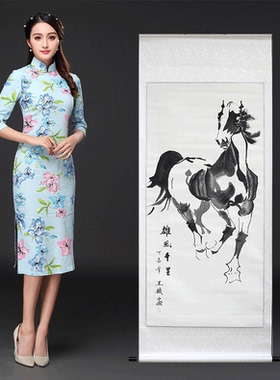 徐悲鸿八骏图卷轴画马到成功国画骏马挂画客厅办公室装饰画已装裱