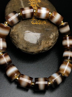 藏传天然药师老玛瑙天珠手串手链文玩多宝老天珠男女百搭佛珠手持