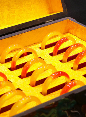 精品收藏级老翡翠红翡手镯老坑冰种料黄红翠玉旺夫百搭款老玉手环