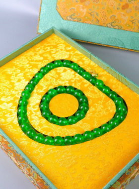 缅甸正品高冰老翡翠珠串老坑冰种料阳绿玉珠子项链男女款佛珠颈饰