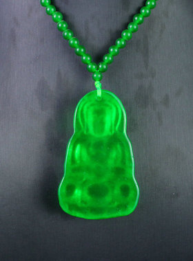 缅甸高冰帝王绿观音项链吊坠冰透缅甸满绿观世音正品本命百搭玉佩