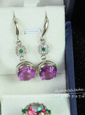 精品多面宝石项链耳环三件套组合套装女款复古时尚百搭首饰品