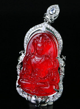 缅甸老翡翠观音菩萨牌老坑冰种观世音玉吊坠镶嵌款本命年玉佩挂坠