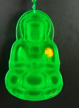 精品高冰老翡翠观音菩萨玉佩挂件帝王绿观世音老翠玉项链百搭颈饰