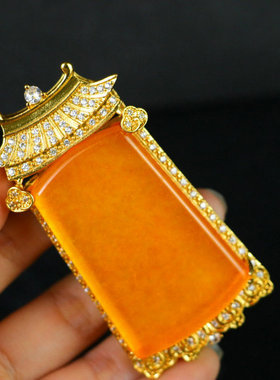 缅甸冰种黄翡老翠玉平安无事牌吊坠精品浮雕银镶玉玉佩挂件项链坠