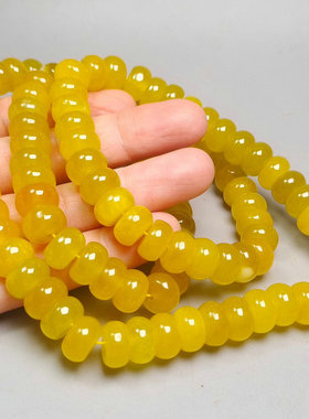 精品缅甸高冰翡翠玉珠算盘手串链老坑冰种黄翡翠料玉珠子项链颈饰